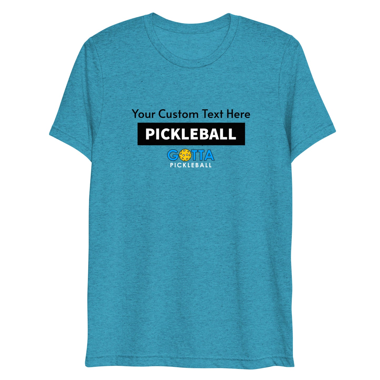 PERSONALIZED PICKLEBALL T-SHIRT: UNISEX: Add your custom text over rectangular pickleball design