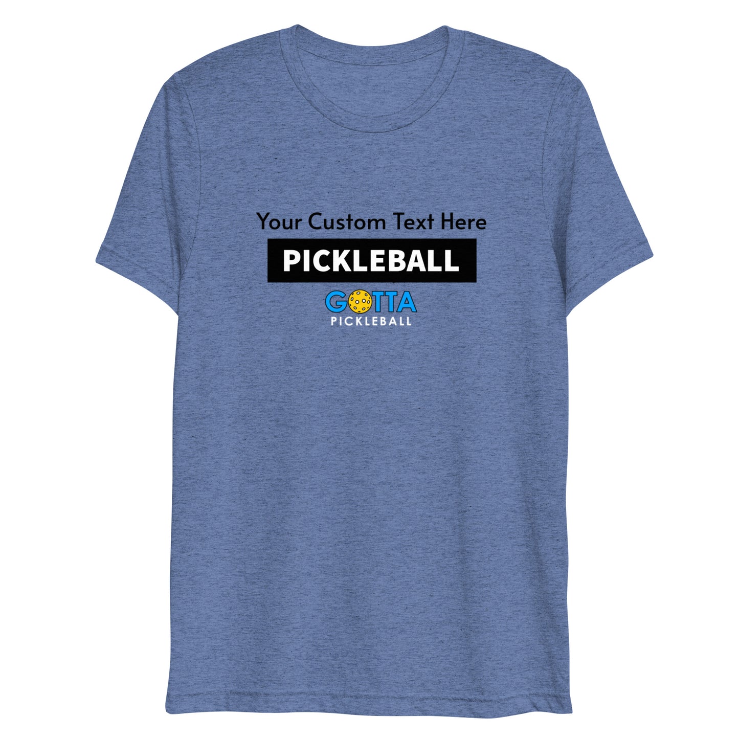 PERSONALIZED PICKLEBALL T-SHIRT: UNISEX: Add your custom text over rectangular pickleball design