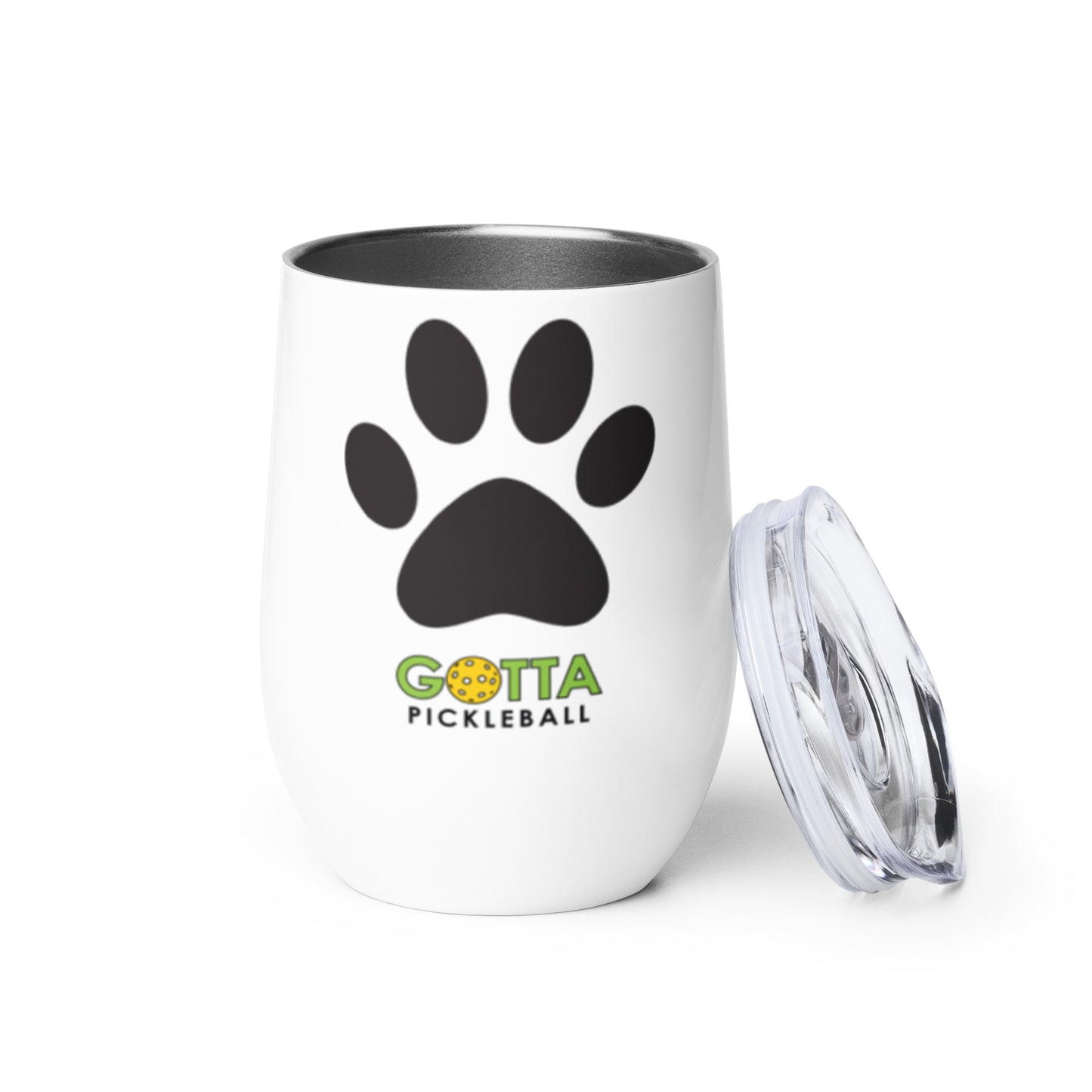 Wine tumbler: Paw Print and Pickleball
