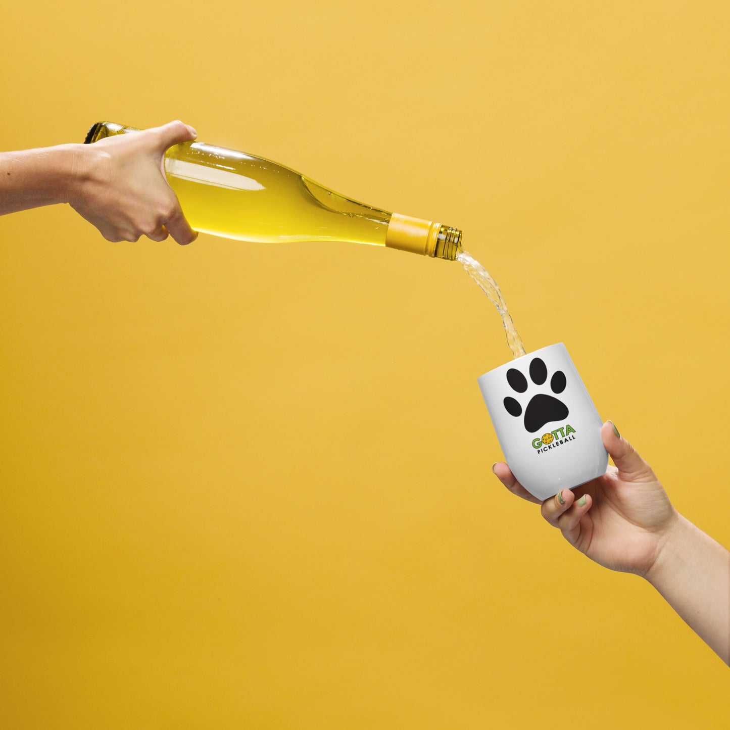 Wine tumbler: Paw Print and Pickleball