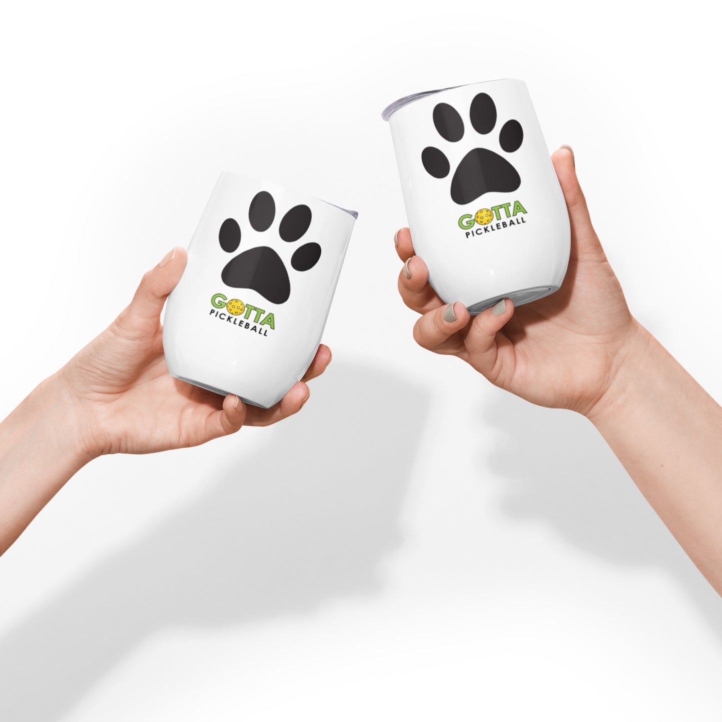 Wine tumbler: Paw Print and Pickleball