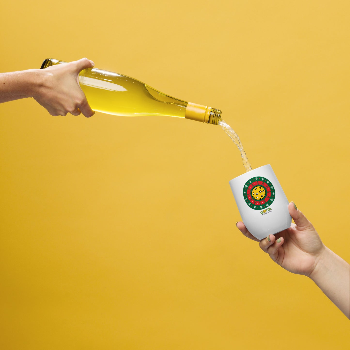Wine tumbler: Pickleball Christmas Wreath