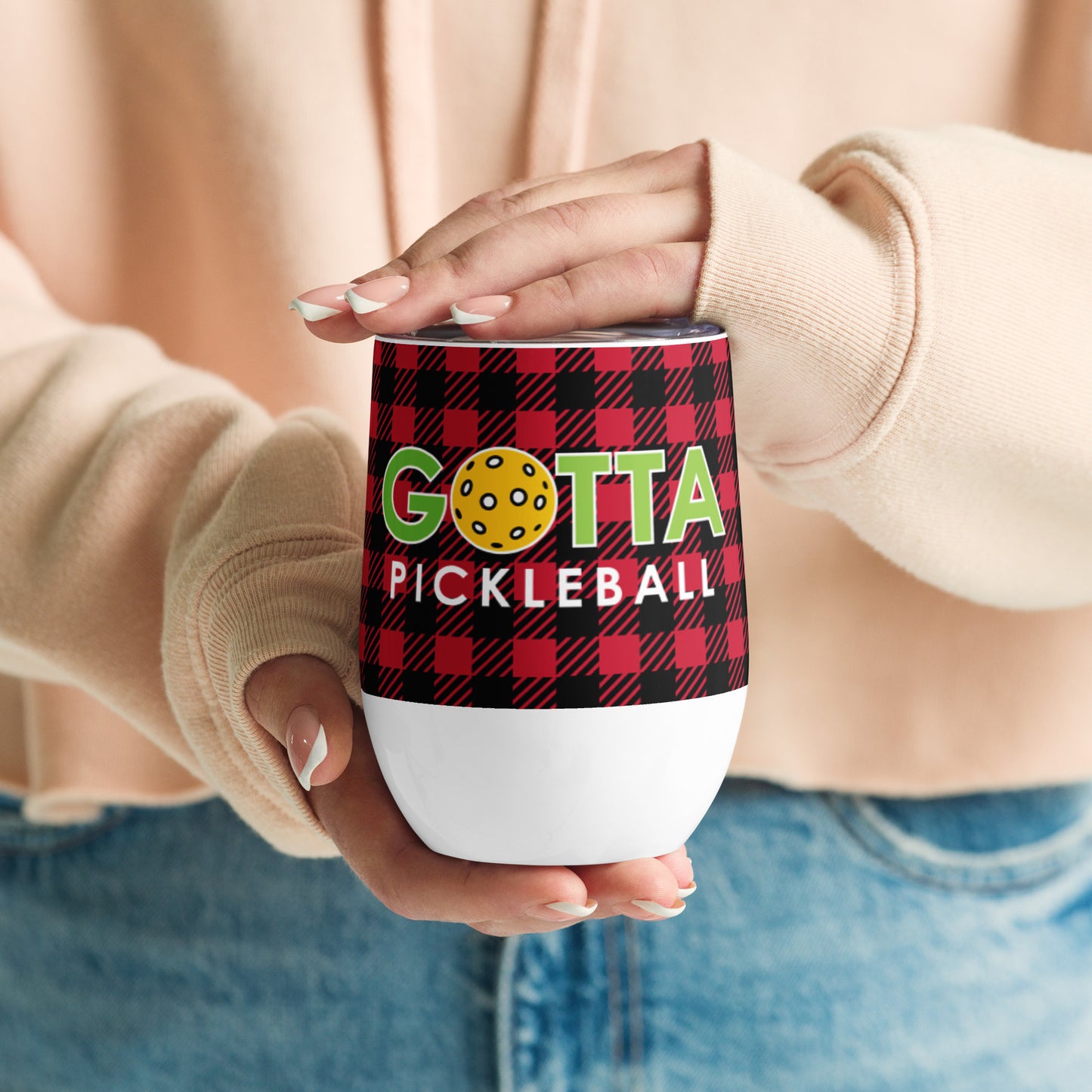 Wine tumbler: Red Plaid