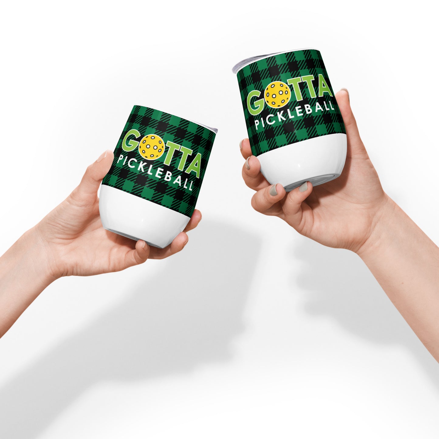 Wine tumbler: Green Plaid