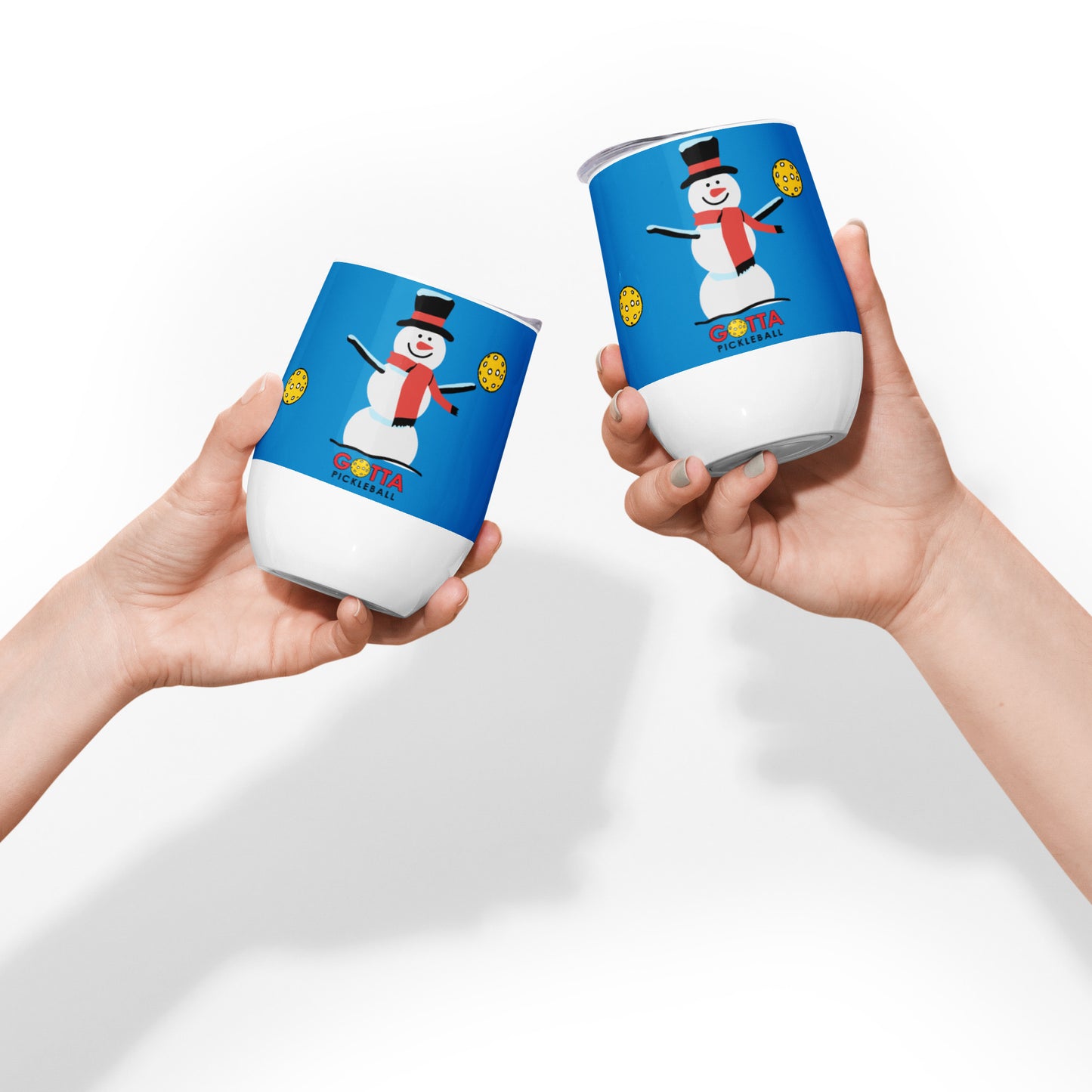 Wine tumbler: Pickleball Snowman