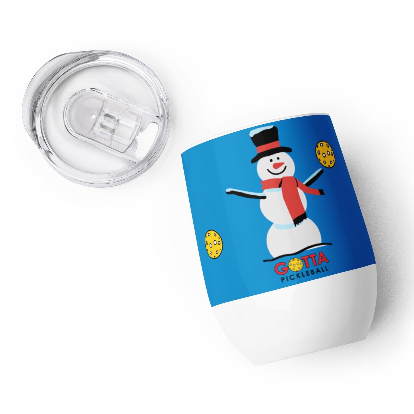Wine tumbler: Pickleball Snowman