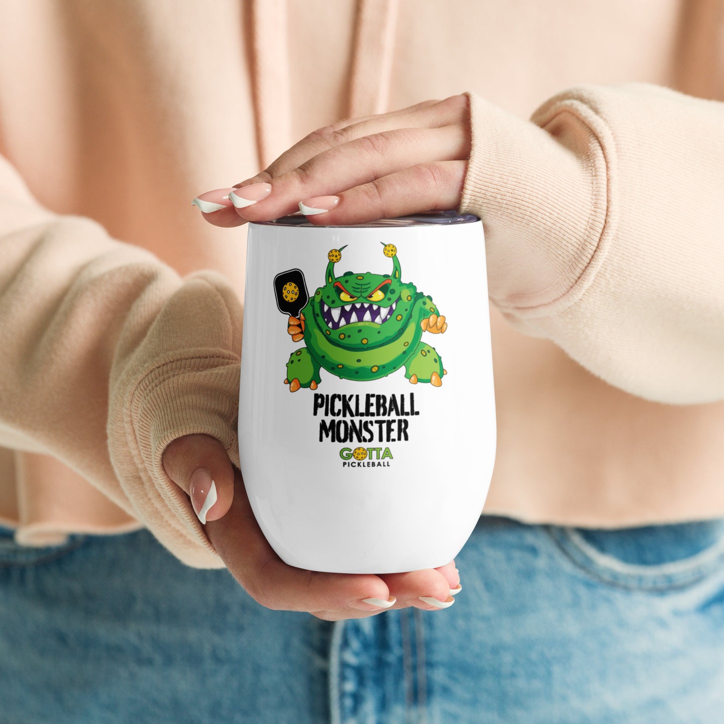 Wine tumbler: Pickleball Monster