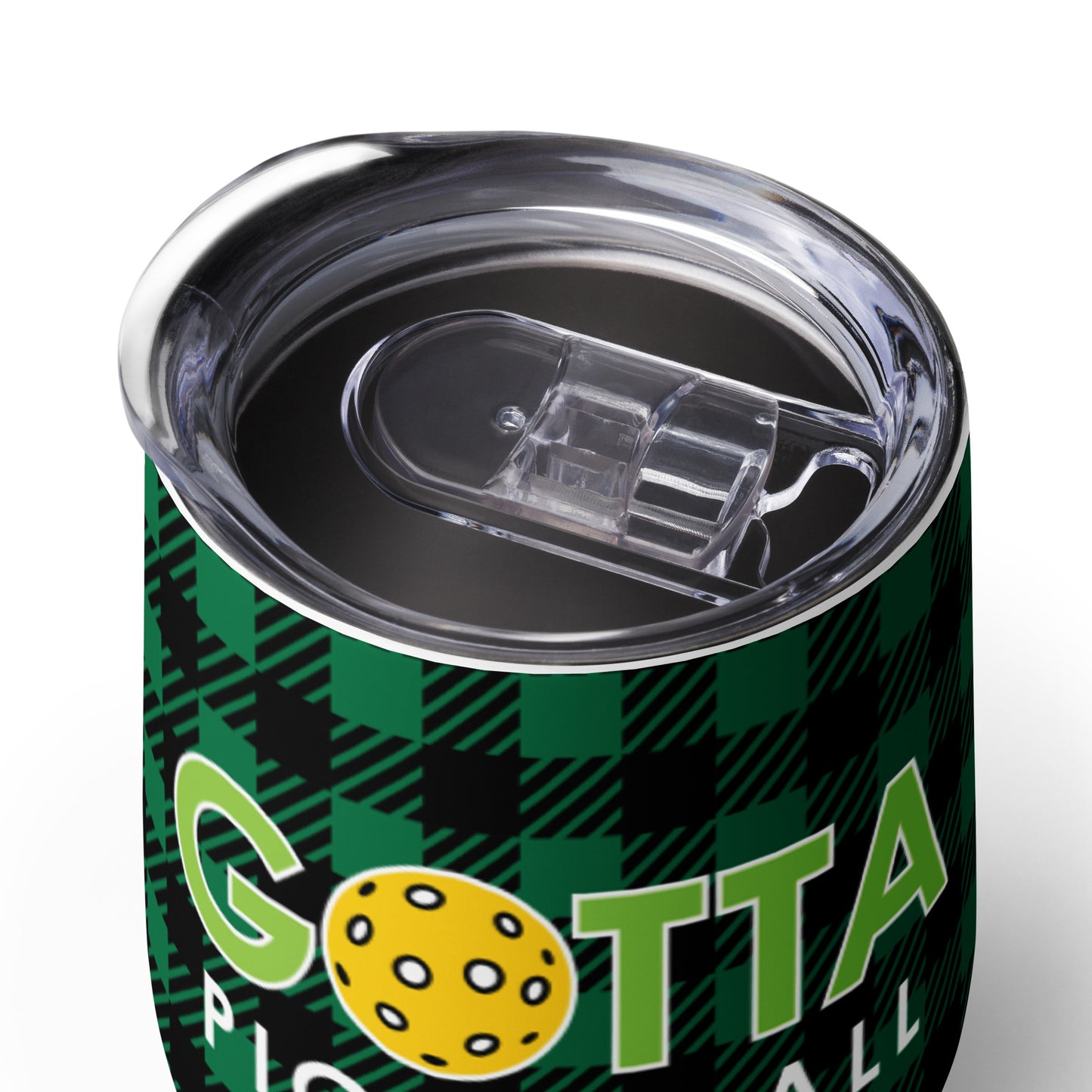 Wine tumbler: Green Plaid