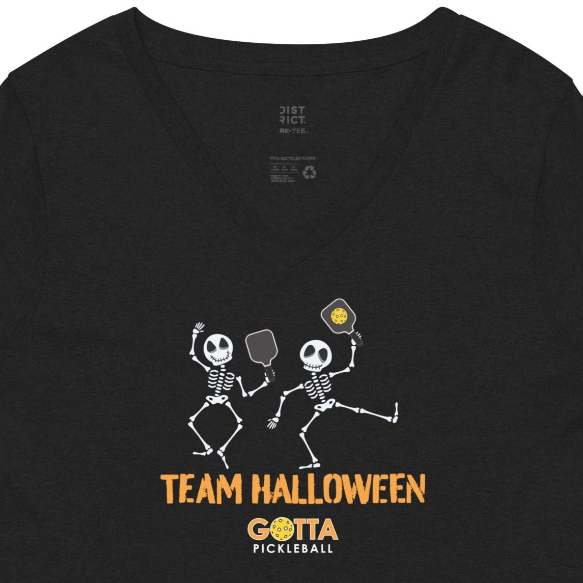 Women's V-Neck: Team Halloween Pickleball Skeletons(more colors)