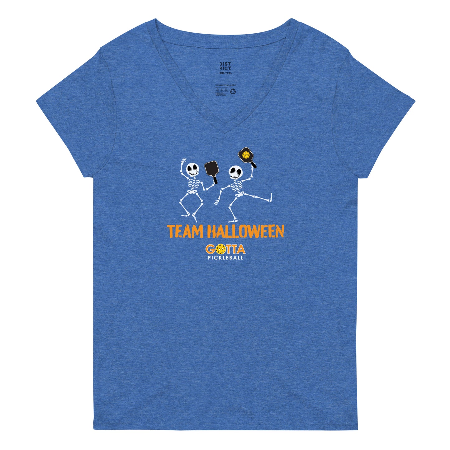Women's V-Neck: Team Halloween Pickleball Skeletons(more colors)
