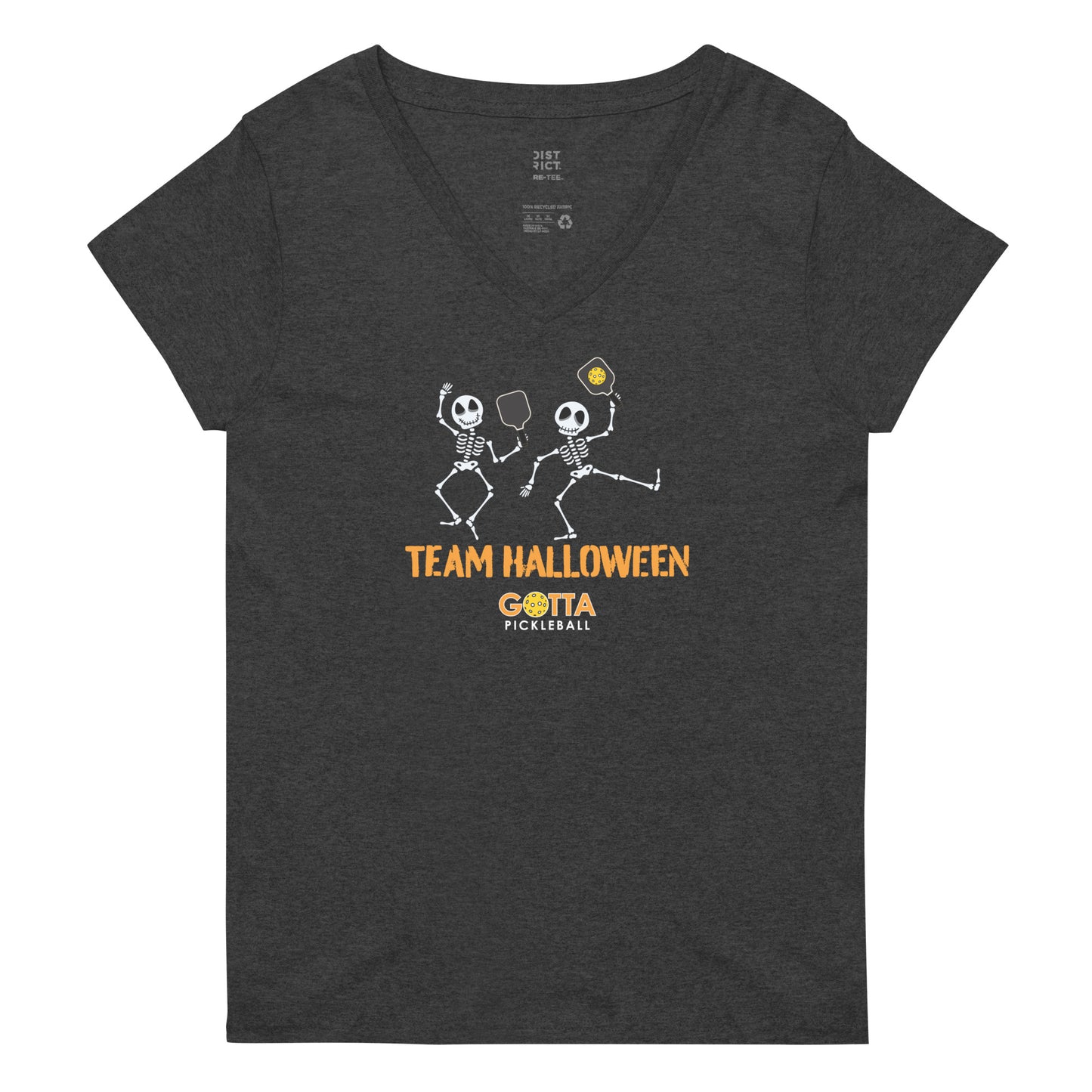 Women's V-Neck: Team Halloween Pickleball Skeletons(more colors)