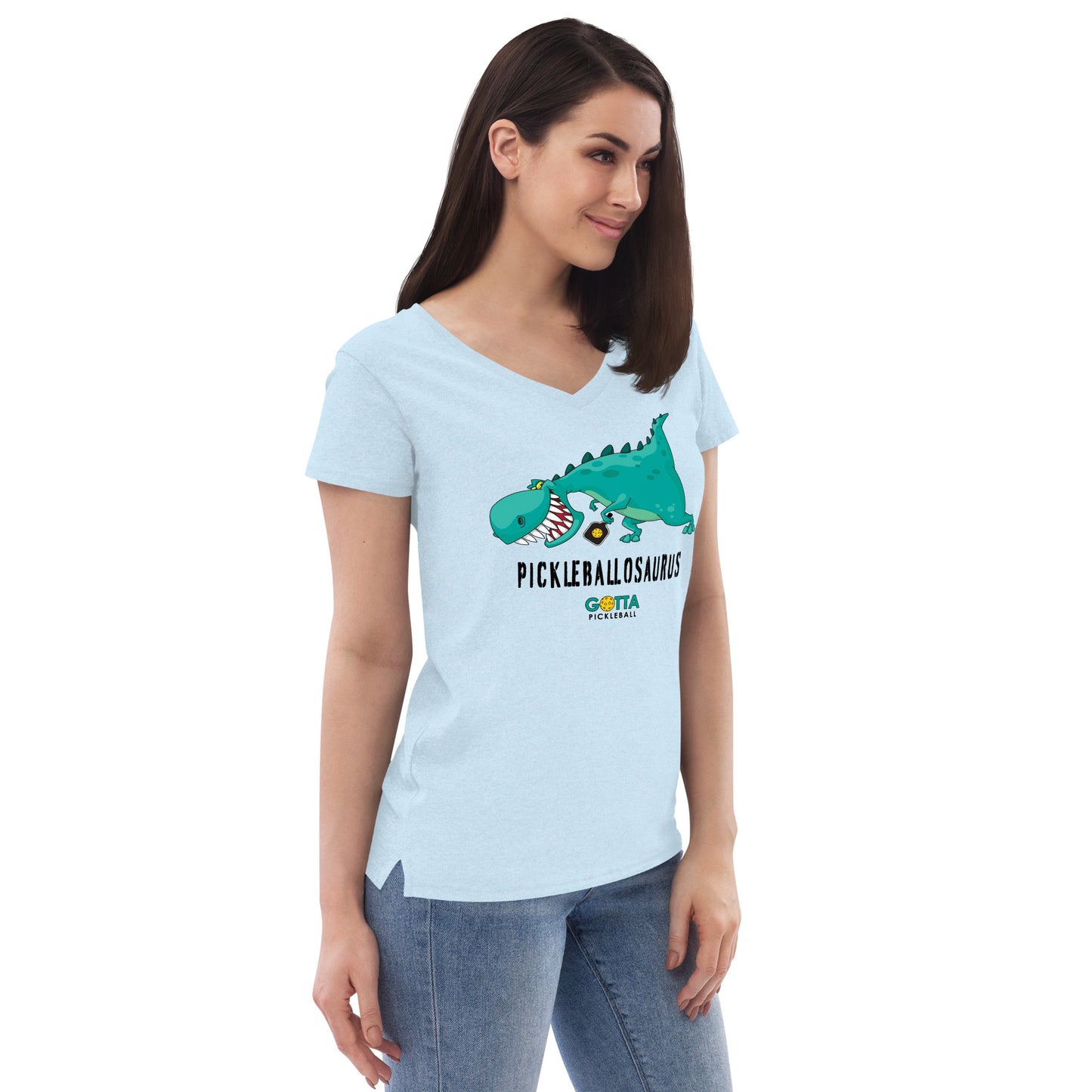 Women's V-Neck: Pickleballosaurus (more colors)