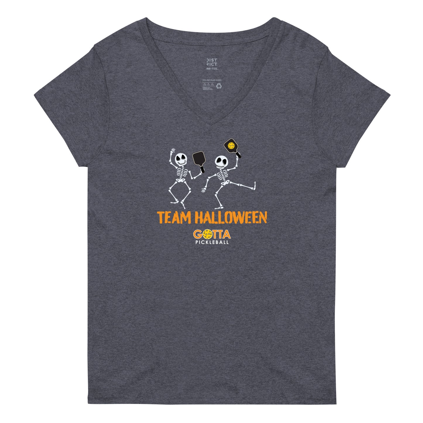 Women's V-Neck: Team Halloween Pickleball Skeletons(more colors)