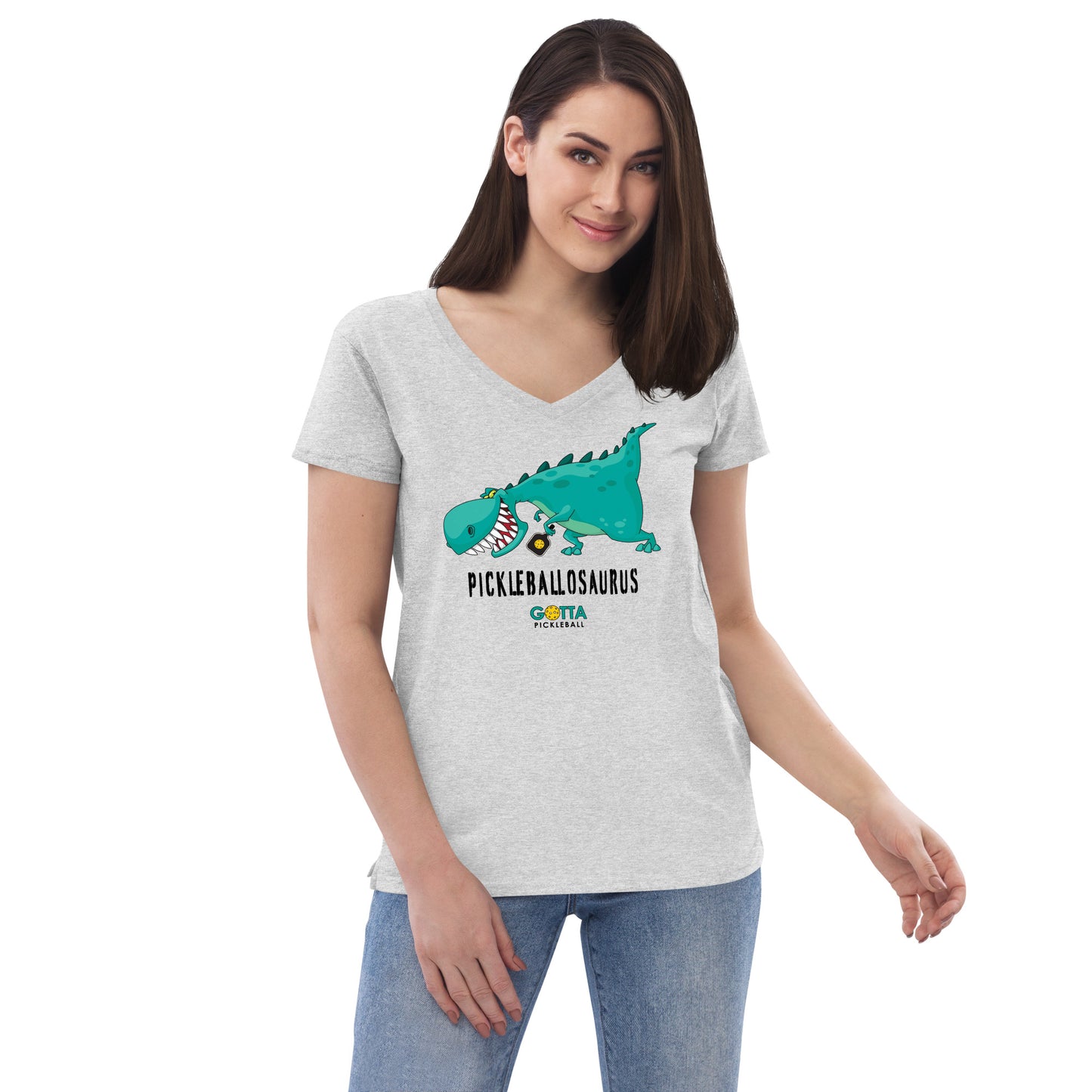 Women's V-Neck: Pickleballosaurus (more colors)