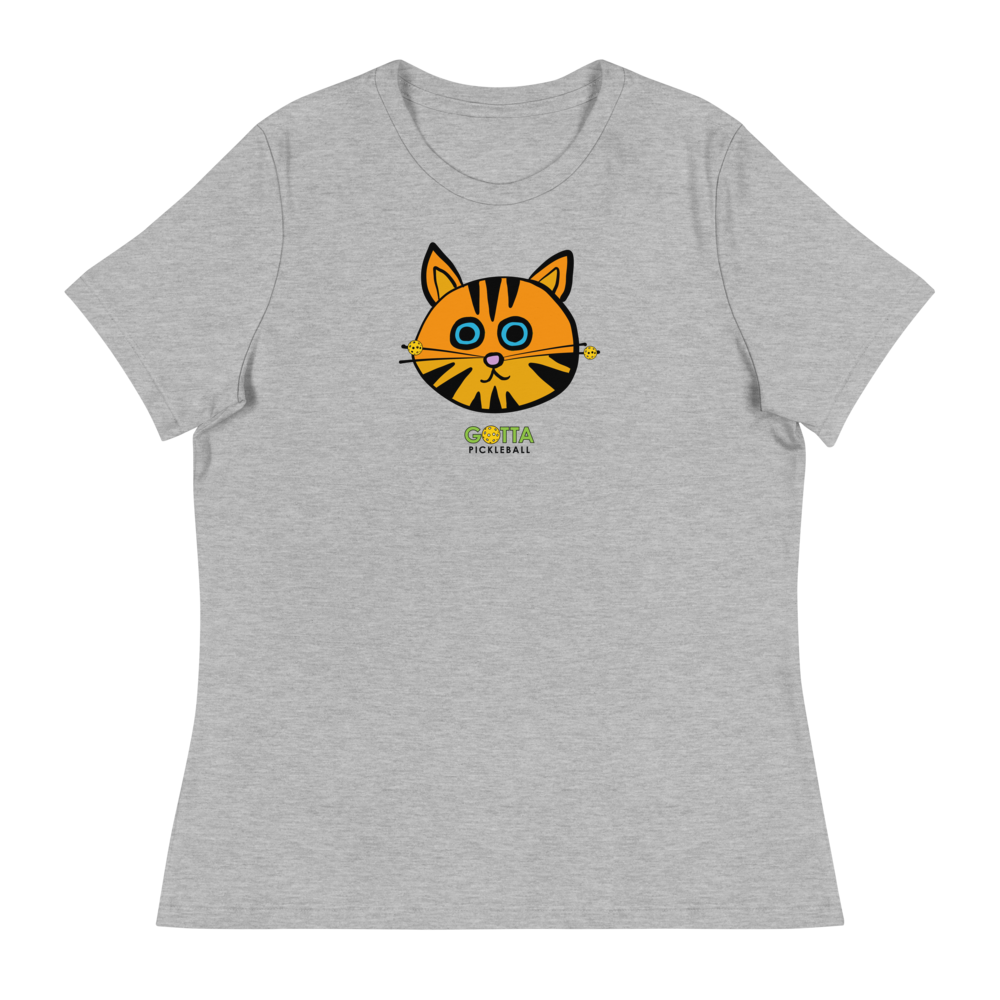 Women's T-Shirt Relaxed: Cat Orange Pickleball Whiskers (more colors)