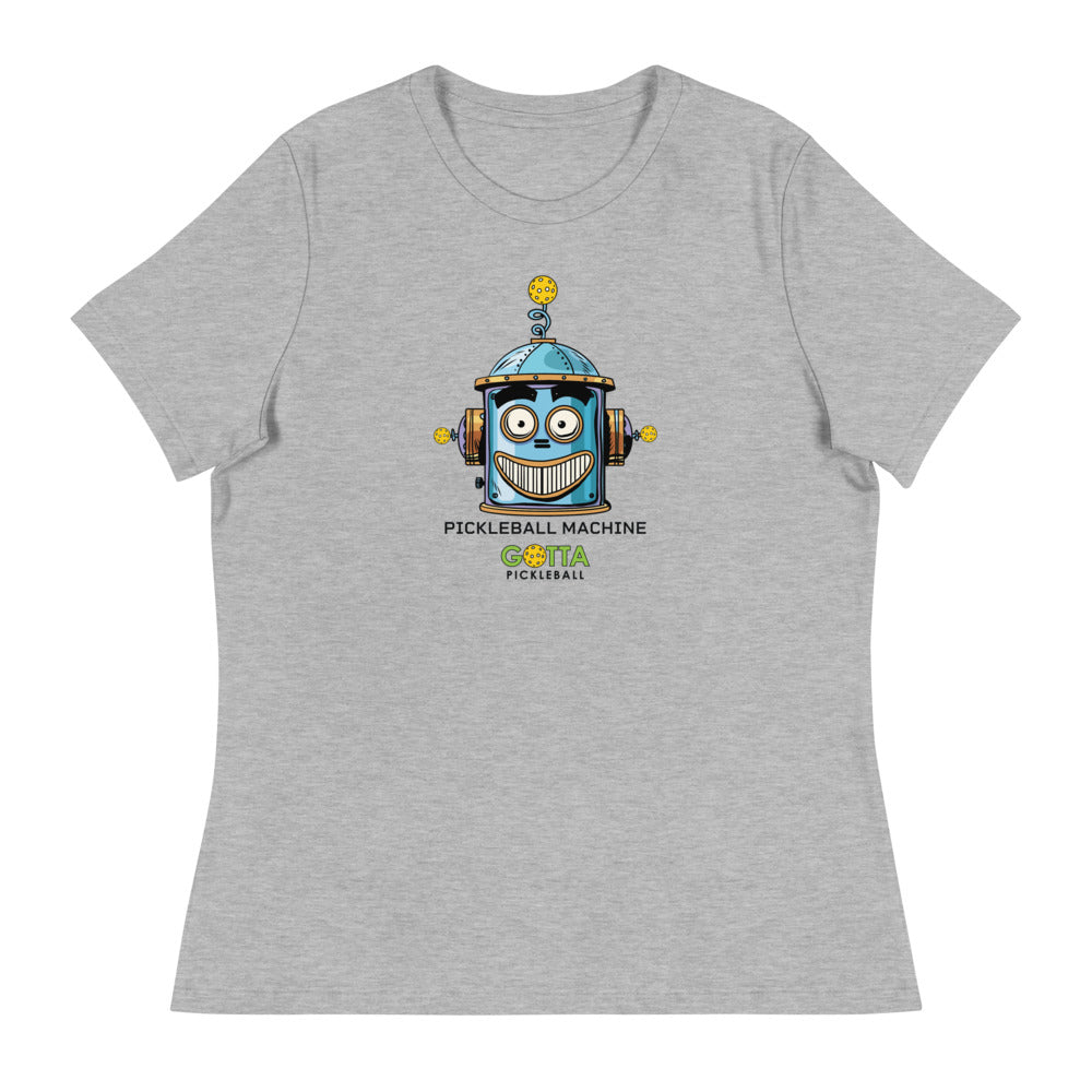 Women's T-Shirt RELAXED FIT: ROBOT FACE PICKLEBALL MACHINE (more colors)