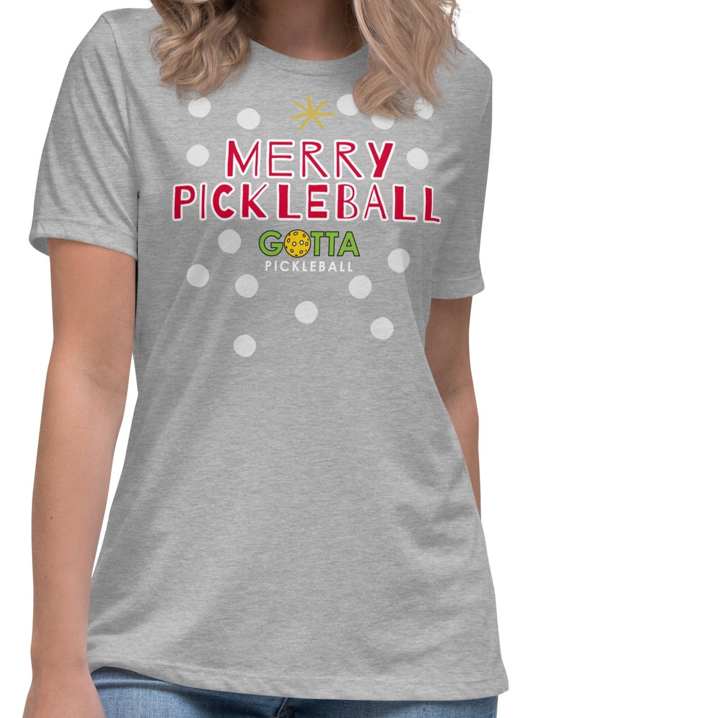 Women's T-Shirt Relaxed: Merry Pickleball Snow (more colors)