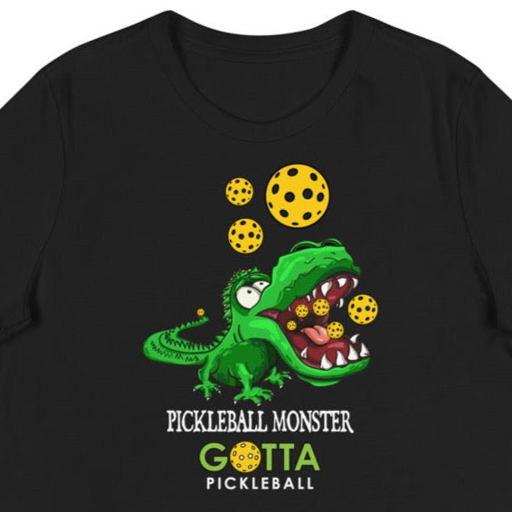Women's T-Shirt RELAXED FIT: PICKLEBALL MONSTER GREEN ALLIGATOR (more colors)