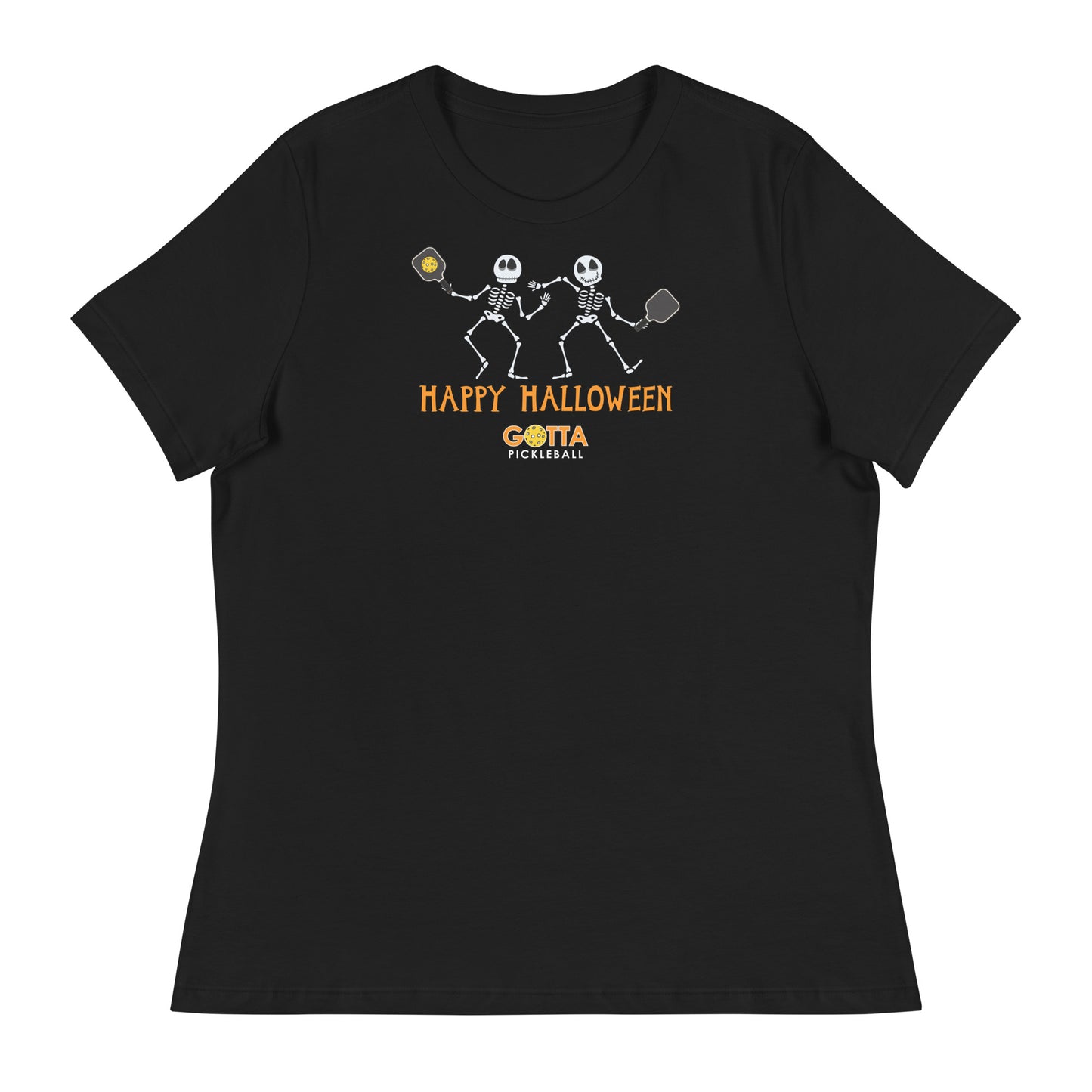 Women's T-Shirt RELAXED FIT: HAPPY HALLOWEEN SKELETONS (more colors)