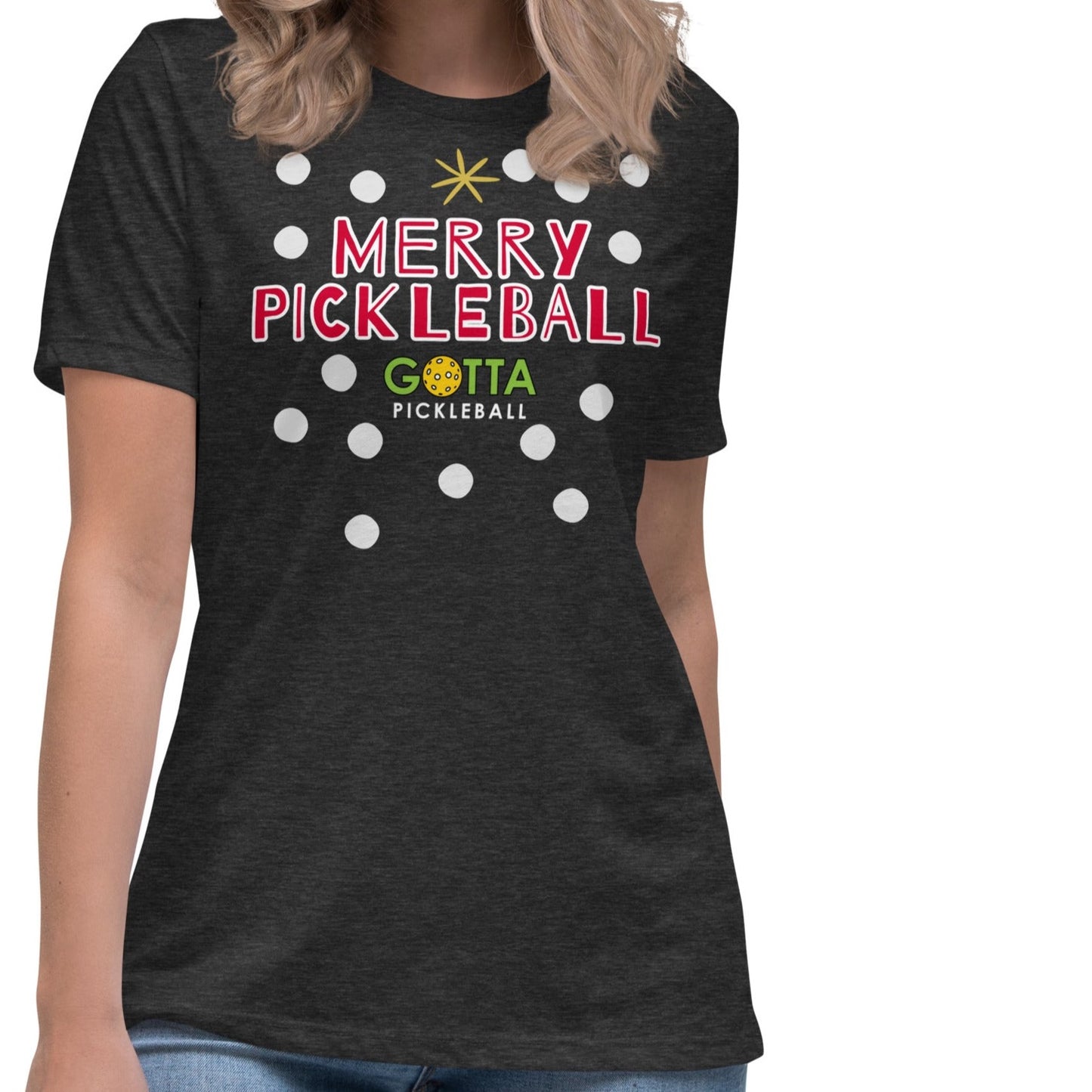 Women's T-Shirt Relaxed: Merry Pickleball Snow (more colors)