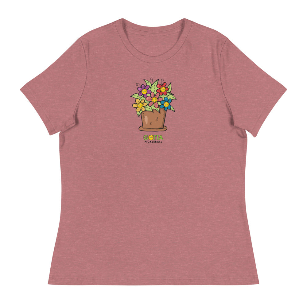 Women's T-Shirt Relaxed: Pickleball Flower Pot (more colors)