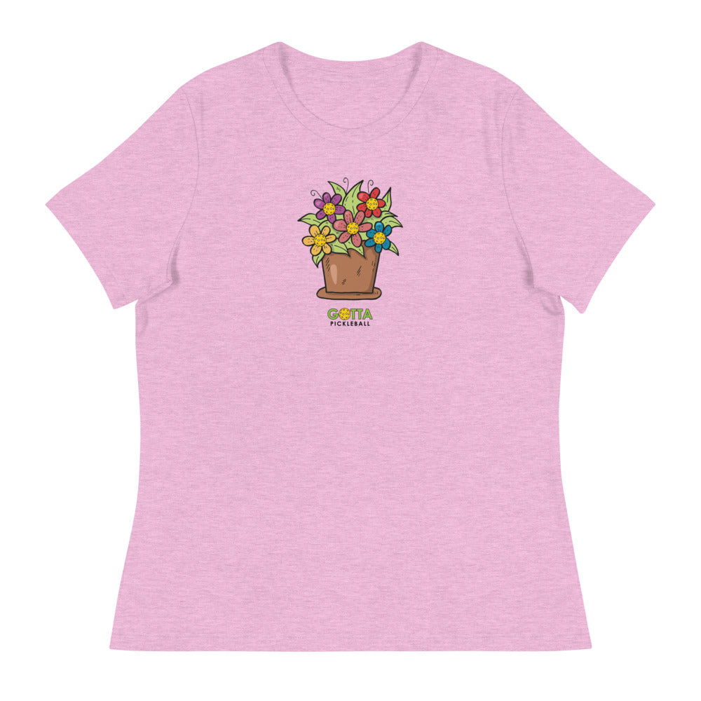 Women's T-Shirt Relaxed: Pickleball Flower Pot (more colors)