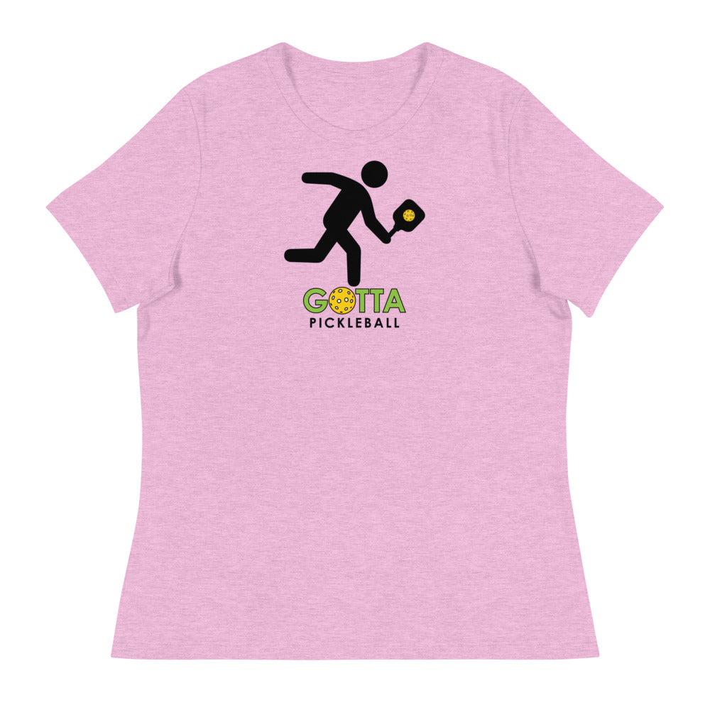 Women's T-Shirt Relaxed: Gotta Pickleball Player Mascot Ozzie Green Logo (More Colors)