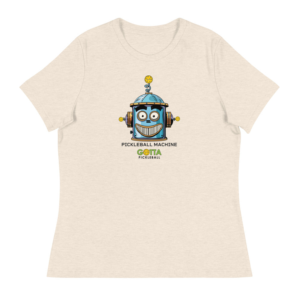Women's T-Shirt RELAXED FIT: ROBOT FACE PICKLEBALL MACHINE (more colors)