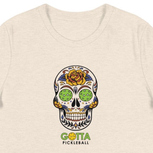Women's T-Shirt Relaxed: Pickleball Eyes Day of the Dead Skull (more colors)
