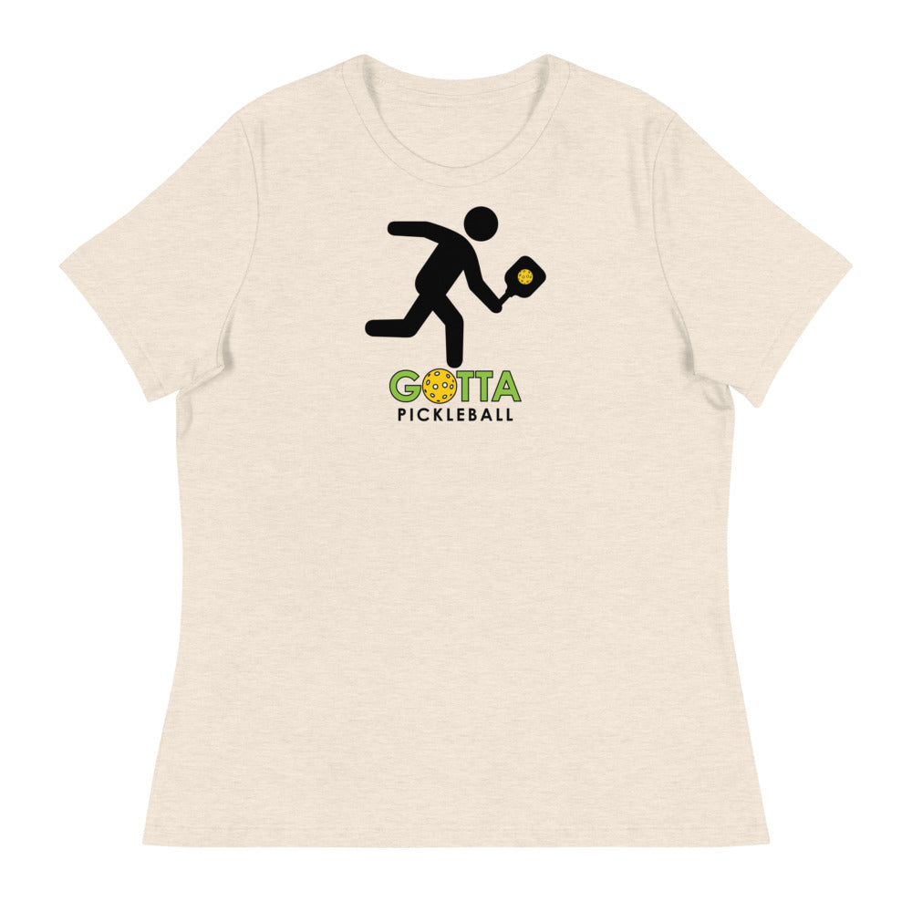 Women's T-Shirt Relaxed: Gotta Pickleball Player Mascot Ozzie Green Logo (More Colors)