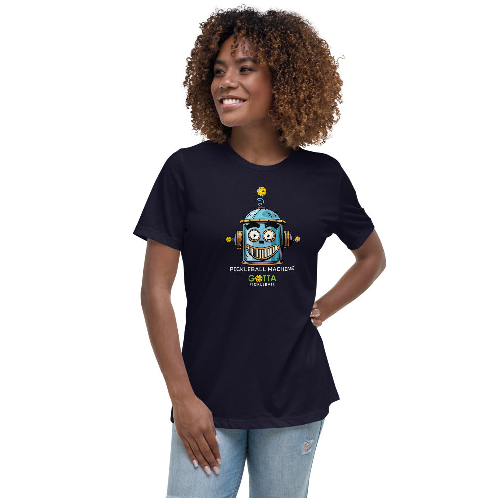 Women's T-Shirt RELAXED FIT: ROBOT FACE PICKLEBALL MACHINE (more colors)