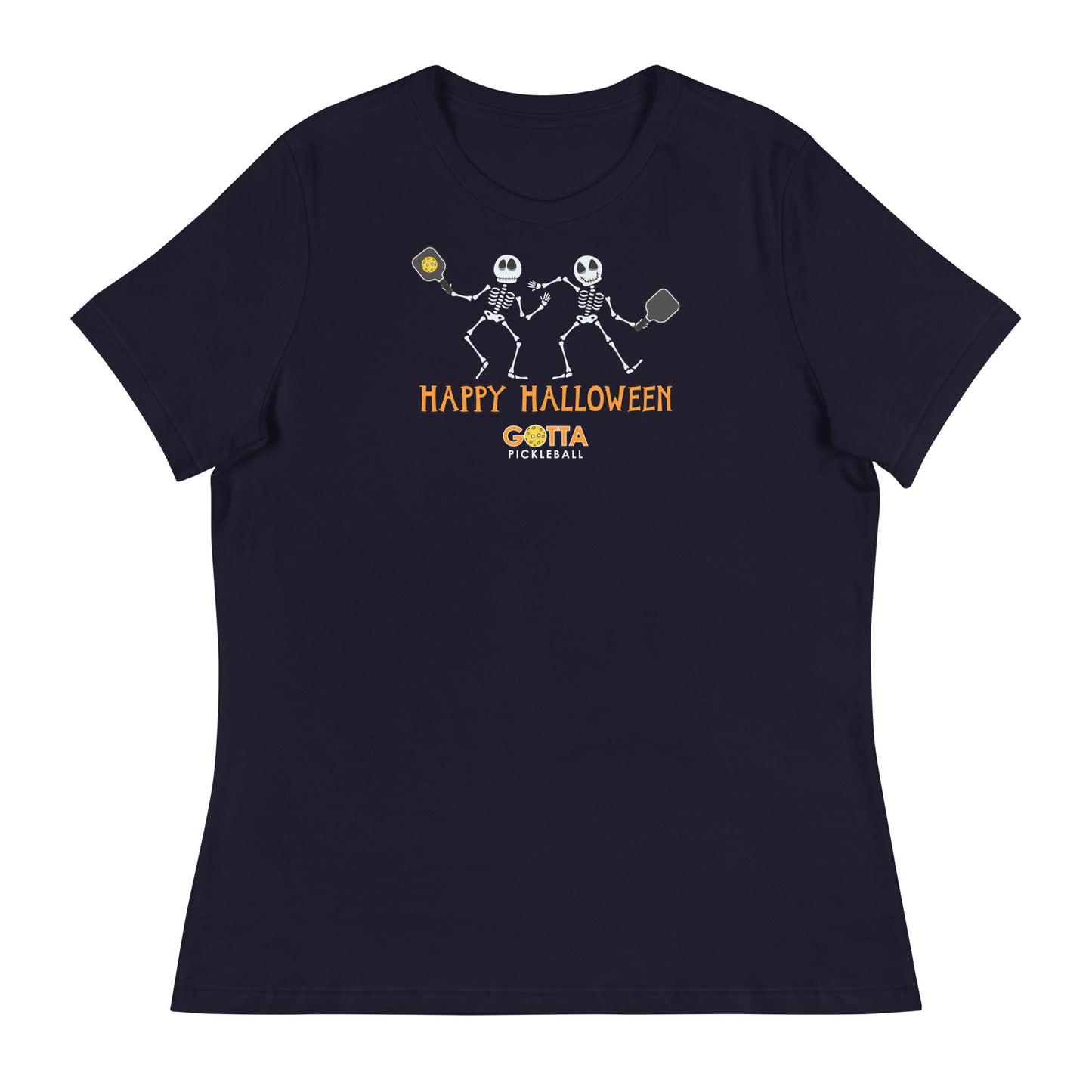 Women's T-Shirt RELAXED FIT: HAPPY HALLOWEEN SKELETONS (more colors)
