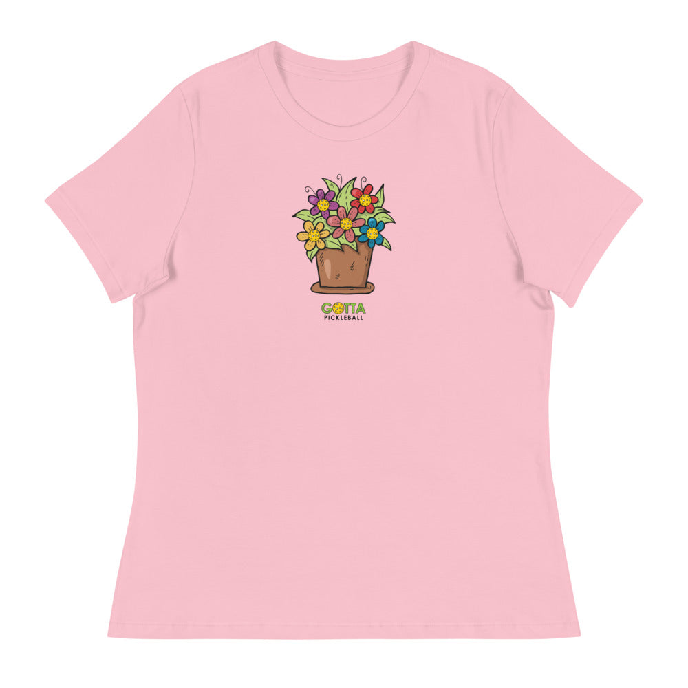 Women's T-Shirt Relaxed: Pickleball Flower Pot (more colors)