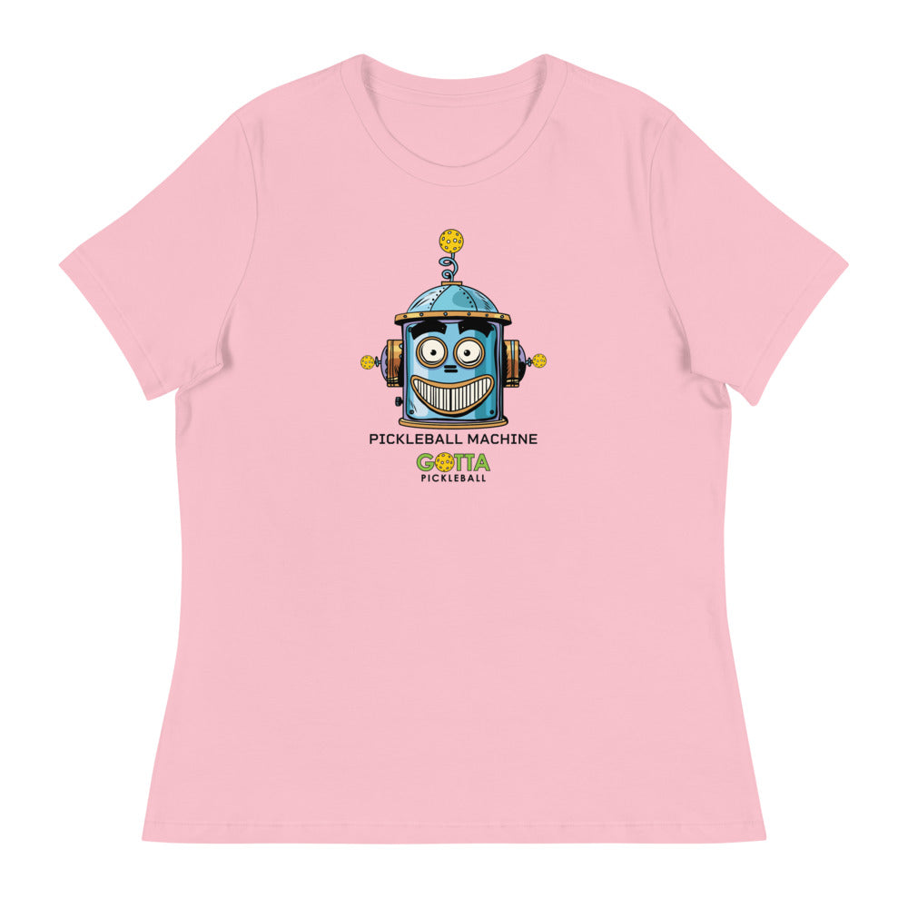 Women's T-Shirt RELAXED FIT: ROBOT FACE PICKLEBALL MACHINE (more colors)