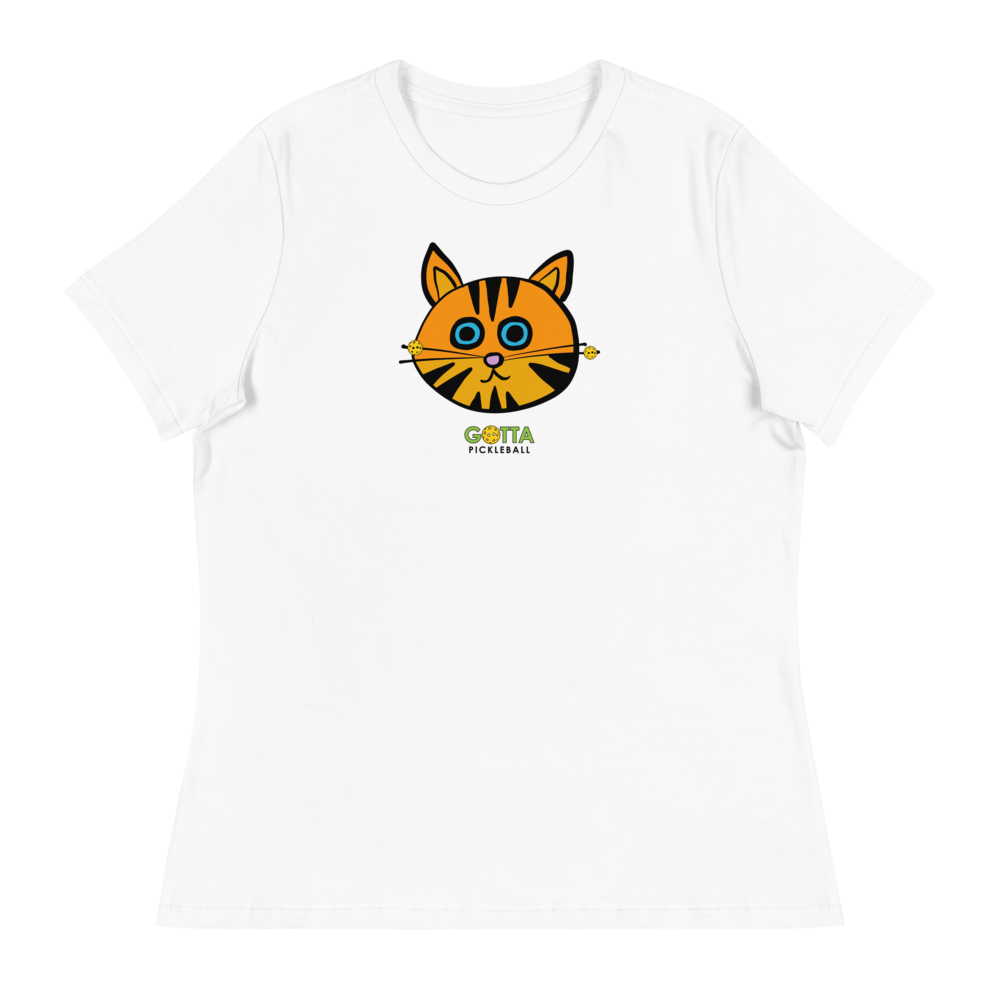 Women's T-Shirt Relaxed: Cat Orange Pickleball Whiskers (more colors)