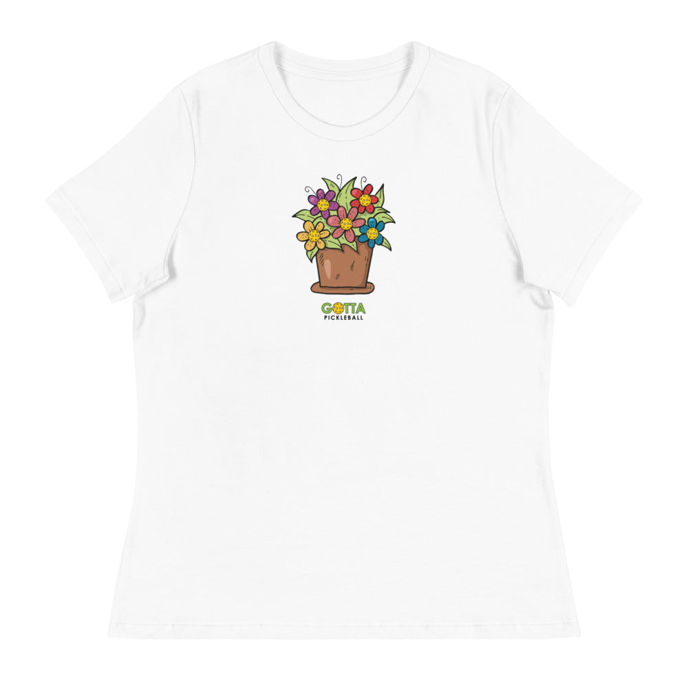 Women's T-Shirt Relaxed: Pickleball Flower Pot (more colors)