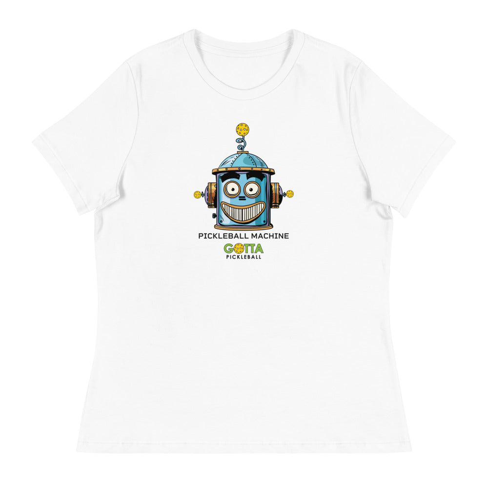 Women's T-Shirt RELAXED FIT: ROBOT FACE PICKLEBALL MACHINE (more colors)
