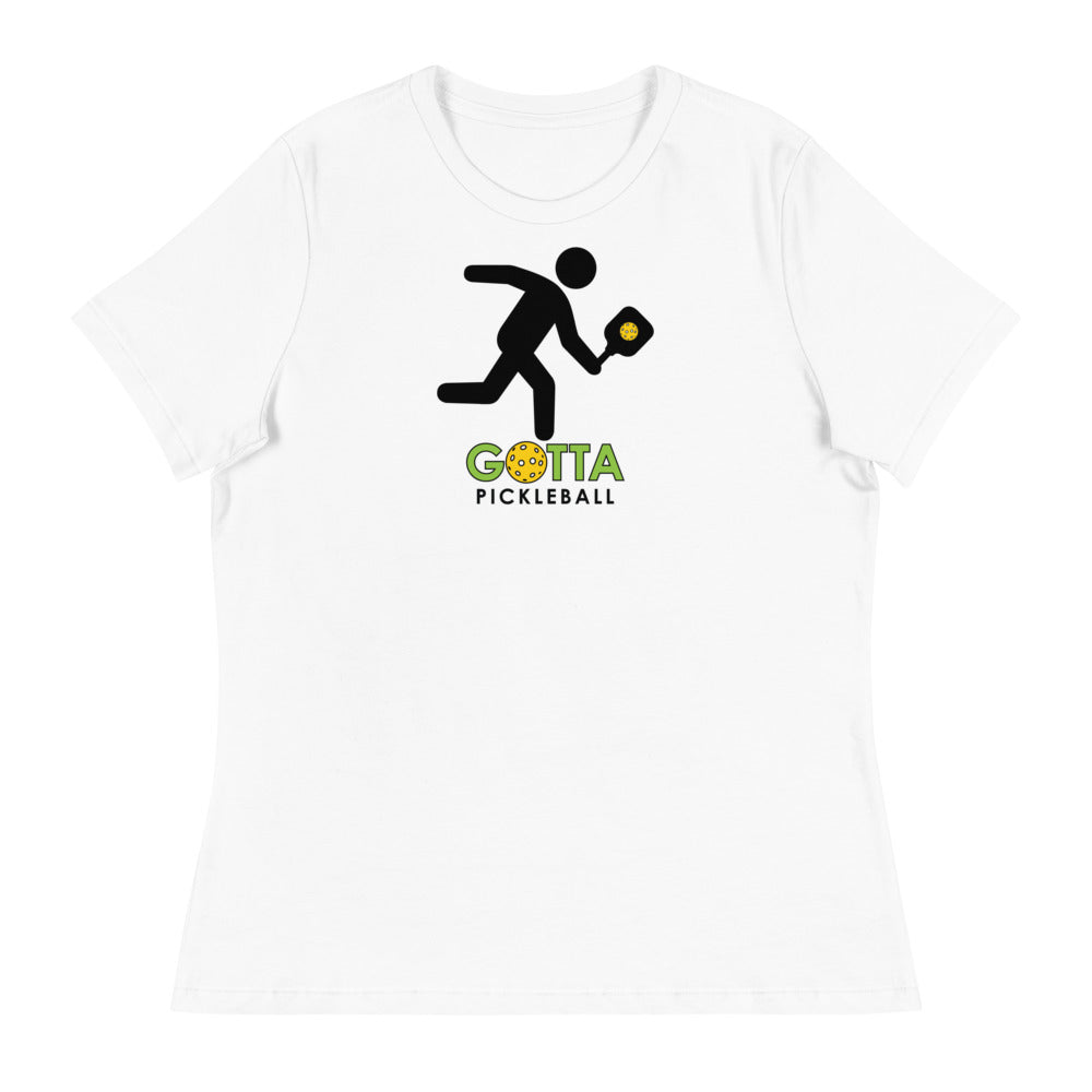 Women's T-Shirt Relaxed: Gotta Pickleball Player Mascot Ozzie Green Logo (More Colors)