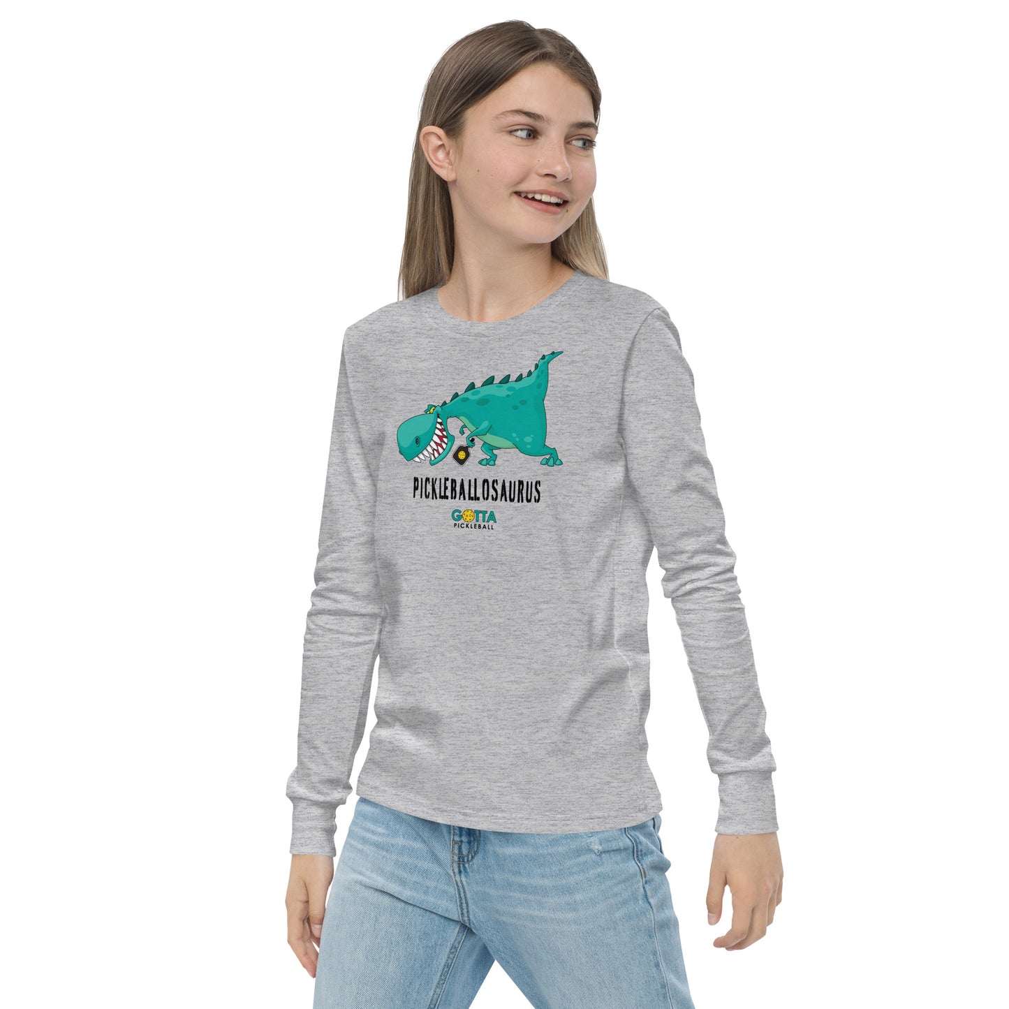 Youth Long Sleeve Shirt: GOTTA PICKLEBALLOSAURUS (more colors)
