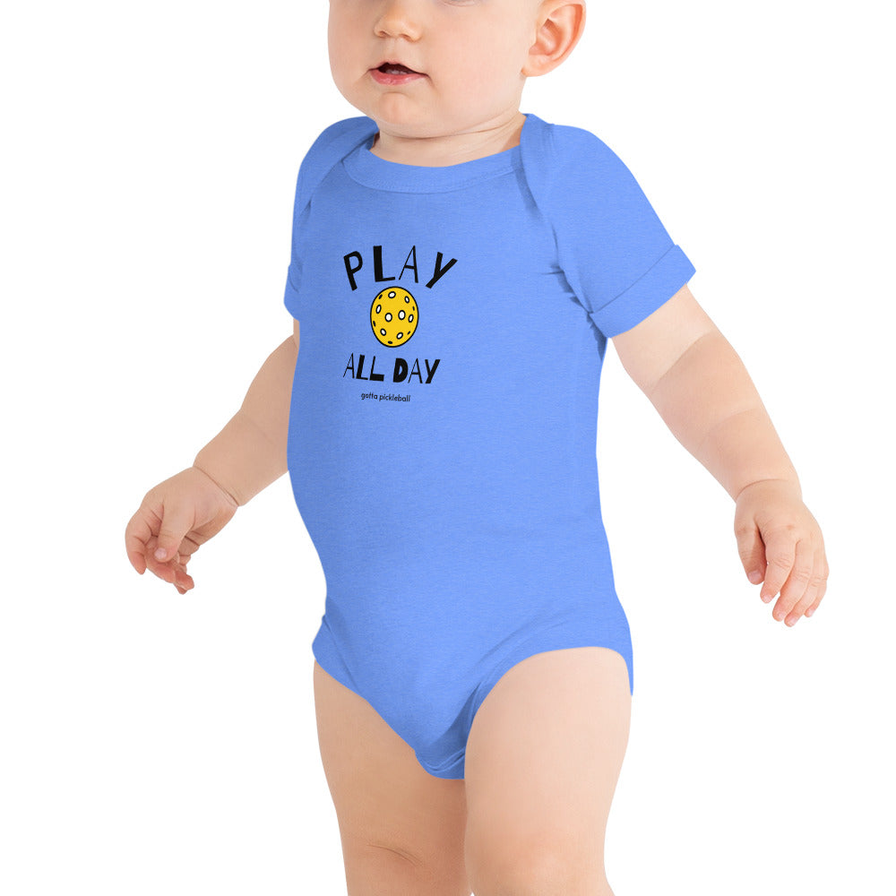 Baby Onesie: Play All Day with Pickleball (more colors)