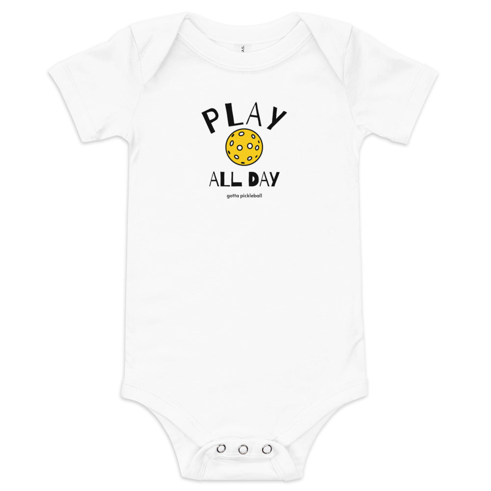 Baby Onesie: Play All Day with Pickleball (more colors)