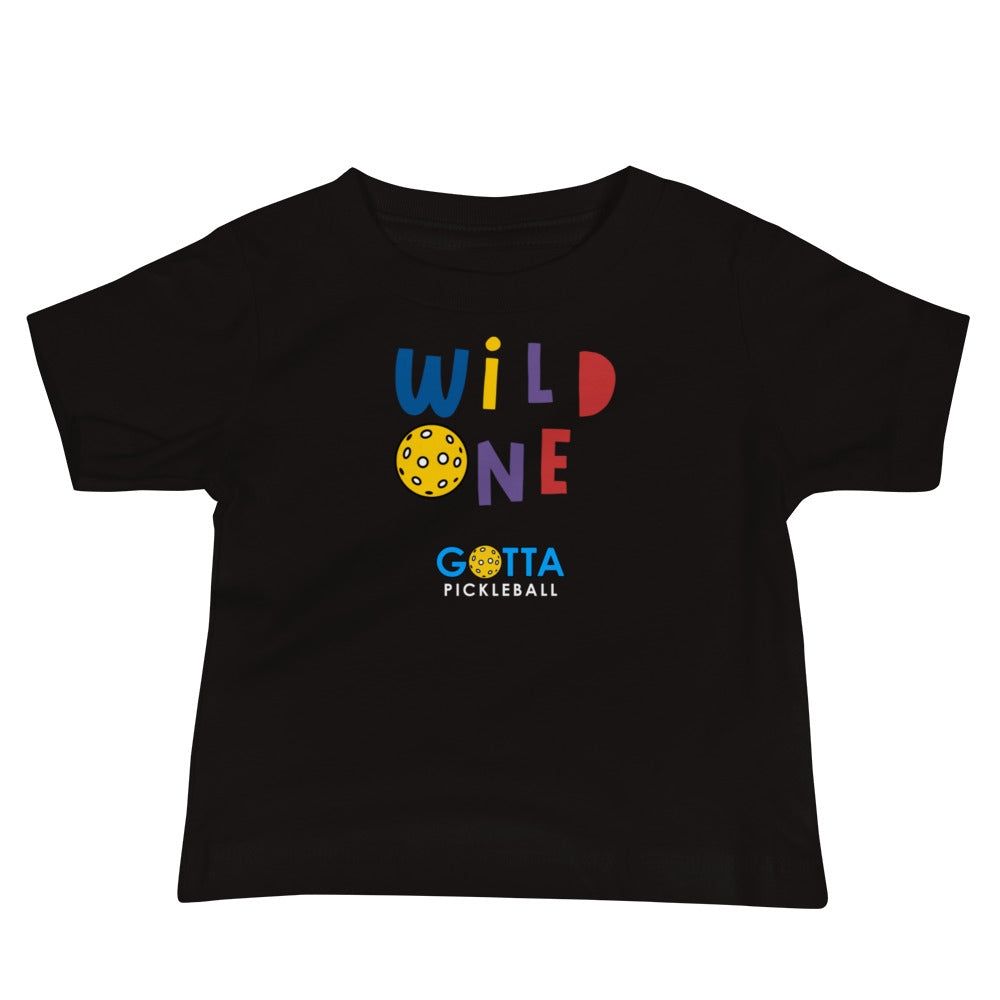 Baby T-Shirt Cotton: Wild One with Pickleball (black)