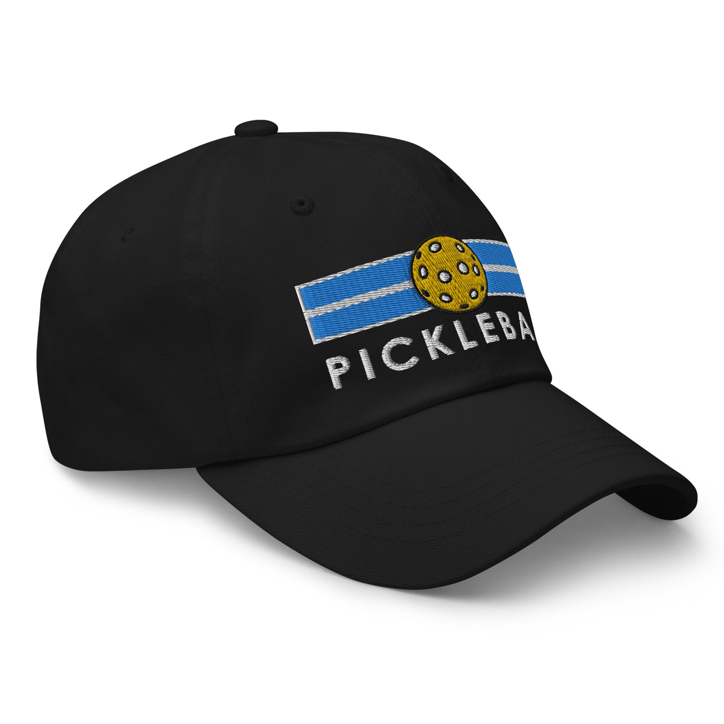 Cotton Twill Classic Cap: Embroidered Hat Pickleball on Blue Court (more colors)