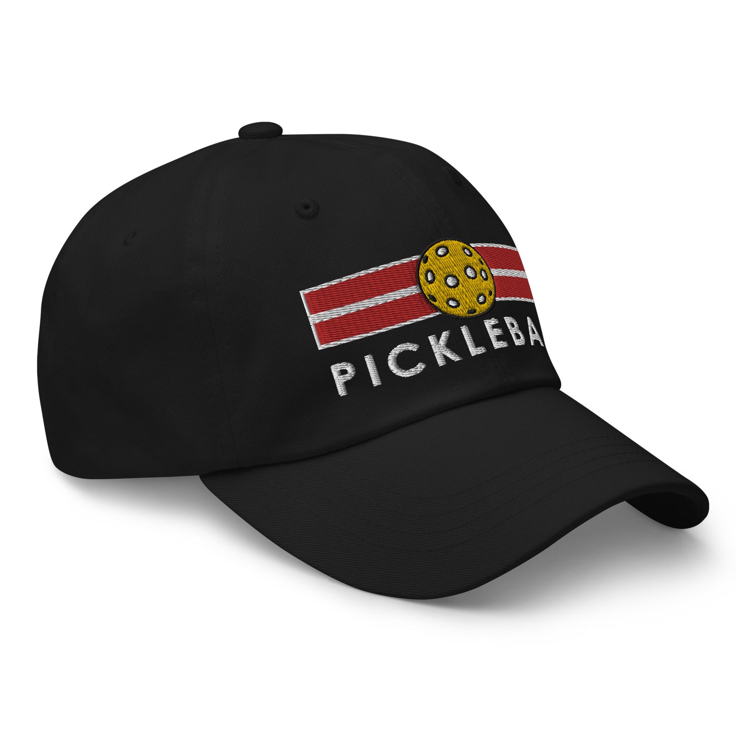 Cotton Twill Classic Cap: Embroidered Hat Pickleball on Red Court (more colors)