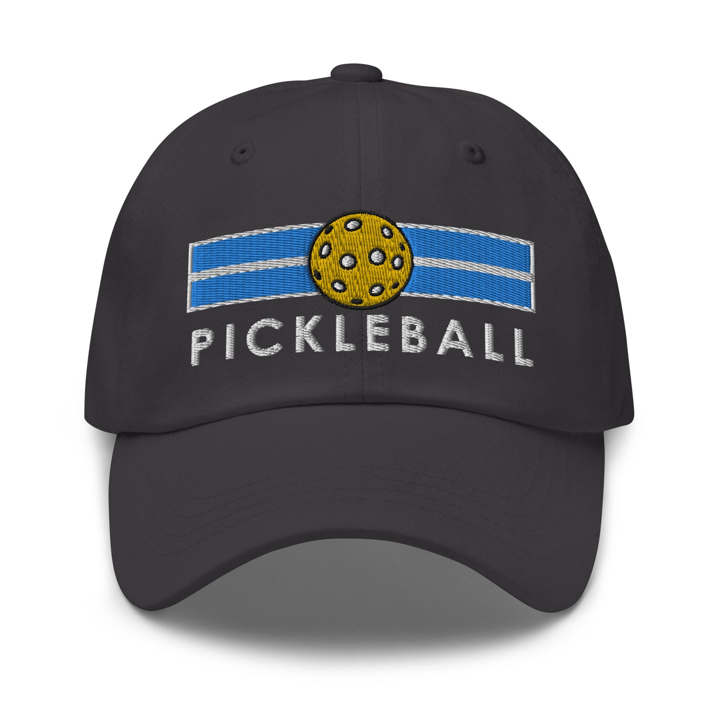 Cotton Twill Classic Cap: Embroidered Hat Pickleball on Blue Court (more colors)