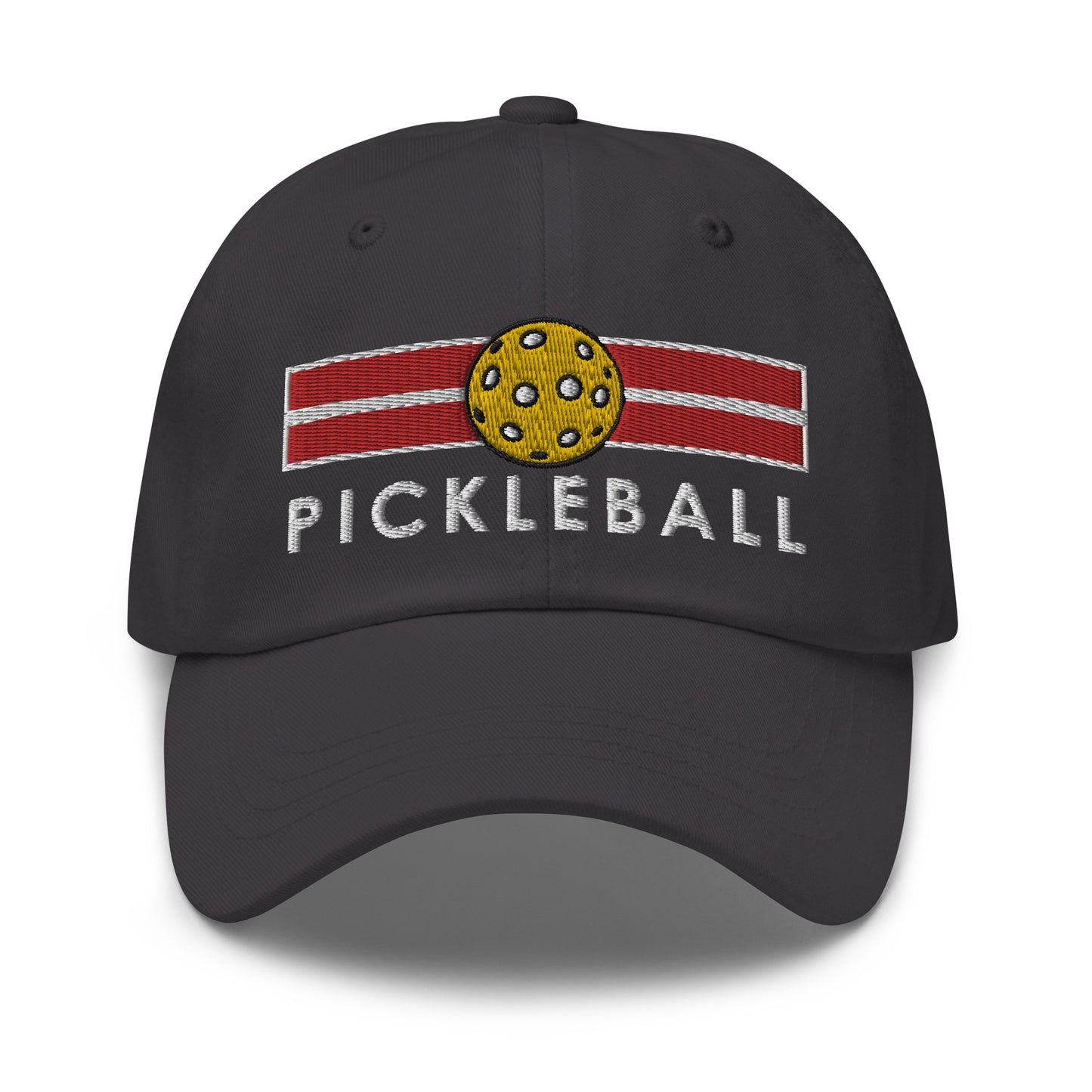 Cotton Twill Classic Cap: Embroidered Hat Pickleball on Red Court (more colors)
