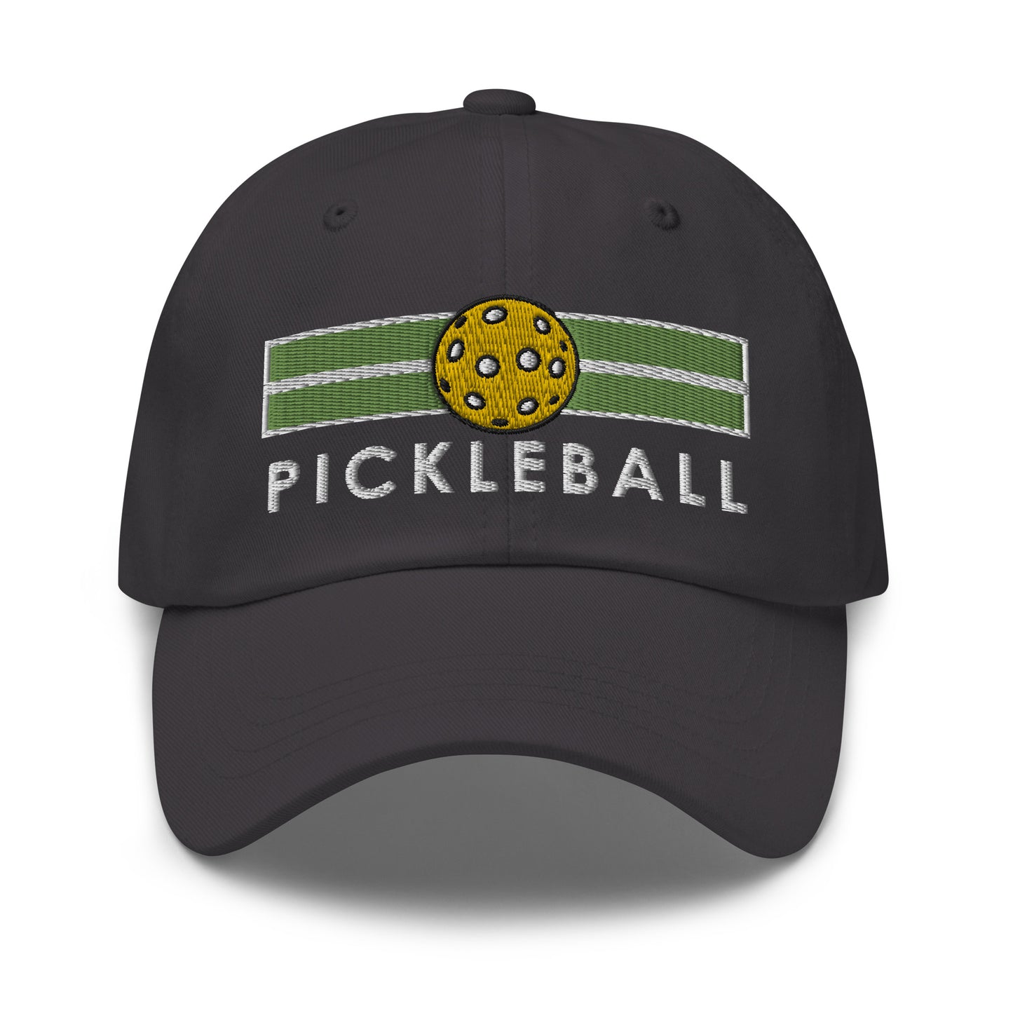 Cotton Twill Classic Cap: Embroidered Hat Pickleball on Green Court (more colors)