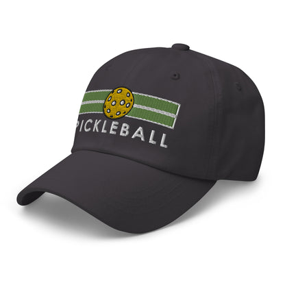 Cotton Twill Classic Cap: Embroidered Hat Pickleball on Green Court (more colors)