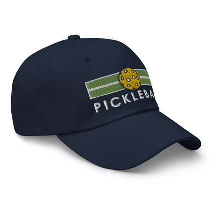 Cotton Twill Classic Cap: Embroidered Hat Pickleball on Green Court (more colors)