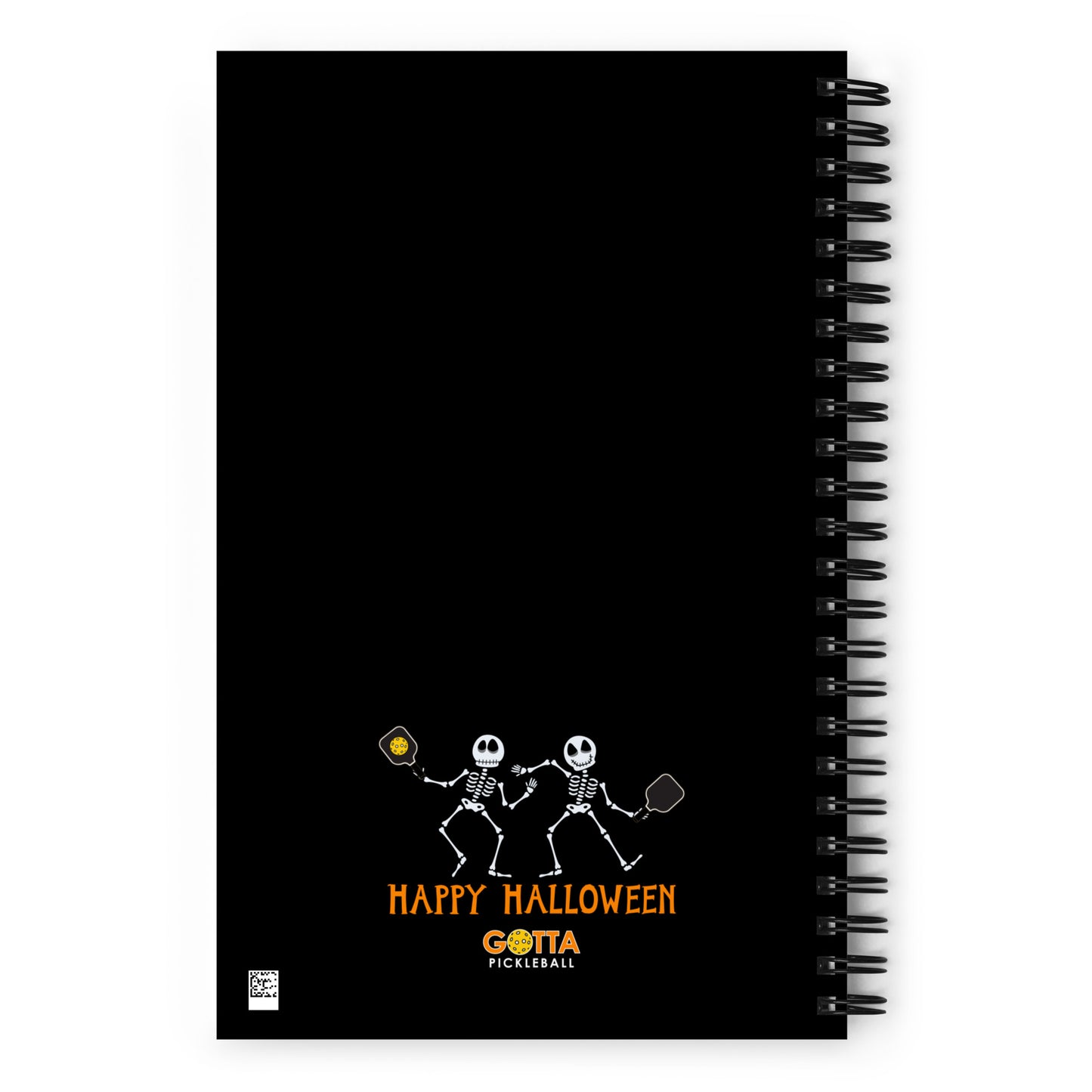 Spiral notebook: Happy Halloween Pickleball Playing Skeletons
